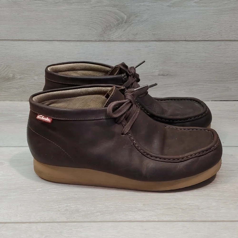 Clarks Mens Stinson  Leather High Top Chukka Boots beeswax  shoes sz 9.5M